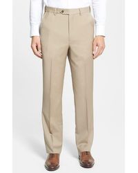 Berle - Self Sizer Waist Flat Front Lightweight Plain Weave Classic Fit Trousers - Lyst
