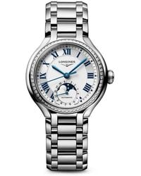 Longines - Primaluna Moonphase Diamond Bezel Bracelet Watch, 34Mm - Lyst