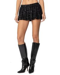 Edikted - Sequin Low Rise Bubble Hem Miniskort - Lyst