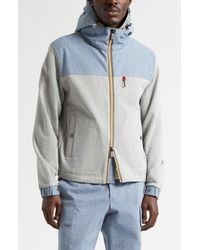 Moncler - Cotton Fleece & Chambray Zip Sweatshirt - Lyst