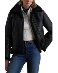 Ralph Lauren - Faux Leather & Faux Shearling Bomber Jacket - Lyst