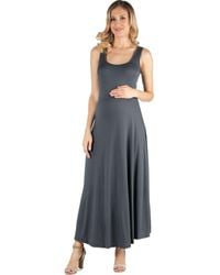 24seven Comfort Apparel - Maternity Slim Fit A-Line Sleeveless Maxi Dress - Lyst
