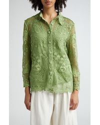FARM Rio - Guipure Lace Button-up Shirt - Lyst