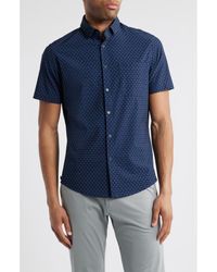 Mizzen+Main - Leeward Trim Fit Neat Short Sleeve Stretch Button-Up Shirt - Lyst