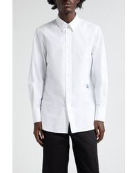 Burberry - Embroidered Logo Cotton Poplin Button-up Shirt - Lyst