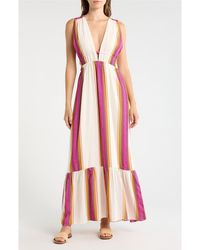 Elan - Print Sleeveless Ruffle Hem Cover-Up Maxi Dress - Lyst