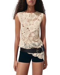 Mango - Truita Open Work Knit Asymmetric Hem Top - Lyst