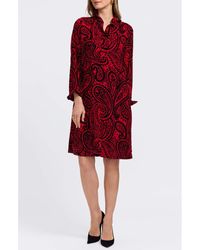 Foxcroft - Tammy Velvet Paisley Collared Long Sleeve Dress - Lyst