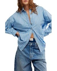 Free People - Varsity Vibes Stripe Oversize Button-Up Shirt - Lyst