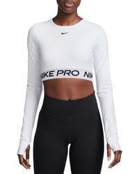 Nike - Pro 365 Dri-fit Long Sleeve Crop Top - Lyst