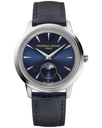 Frederique Constant - Classics Moneta Moon Phase Leather Strap Watch, 37Mm - Lyst