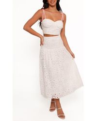 Petal & Pup - Kara Eyelet Cotton Bustier Crop Top & Maxi Skirt Set - Lyst