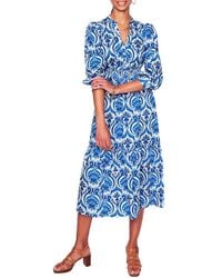 Boden - Elena Medallion Print Long Sleeve Cotton Midi Dress - Lyst