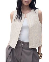 Mango - Embroidered Linen Vest - Lyst