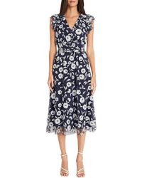 Maggy London - Floral Mesh Overlay Dress - Lyst