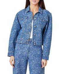 Habitual - Jacquard Rose Crop Denim Trucker Jacket - Lyst