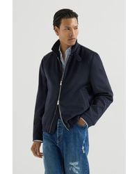 Brunello Cucinelli - Virgin Wool Beaver Cloth Bomber Jacket With Zipper - Lyst