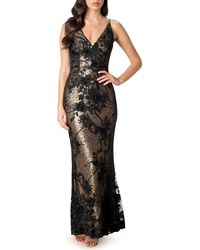 Dress the Population - Sharon Floral Metallic Gown - Lyst