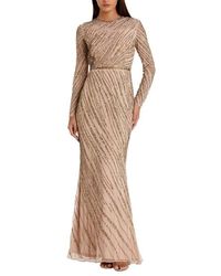 Mac Duggal - Long Sleeve Beaded Column Gown - Lyst