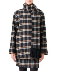 Akris Punto - Plaid Double Face Wool Blend Jacket With Removable Scarf - Lyst