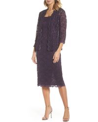 Alex Evenings - Lace Cocktail Dress With Jacket - Lyst