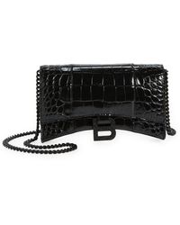 Balenciaga - Hourglass Croc Embossed Leather Wallet On A Chain - Lyst