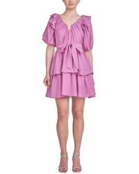 Endless Rose - Ruffle Tie Waist Puff Sleeve Tiered Minidress - Lyst