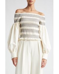 Max Mara - Walk Smocked Off The Shoulder Top - Lyst