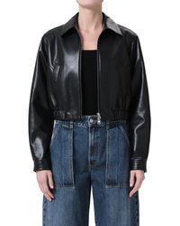 Agolde - Recycled Leather Cropped Zip Jacket - Lyst