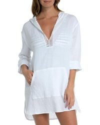 La Blanca - Hooded Cotton Gauze Cover-up Tunic - Lyst