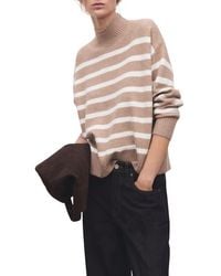 Mango - Oversize Stripe Mock Neck Sweater - Lyst