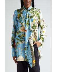 Monse - Floral Skeleton Print Silk Button-up Shirt - Lyst