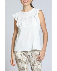 Apny - Smocked Flutter Sleeve Top - Lyst