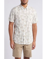 Rails - Carson Leaf Print Short Sleeve Linen Blend Button-up Shirt - Lyst