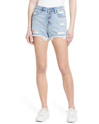 Hidden Jeans - Distressed High Waist Nonstretch Cutoff Denim Mom Shorts - Lyst