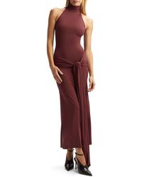 Bardot - Isadora Mock Neck Tie Front Maxi Dress - Lyst