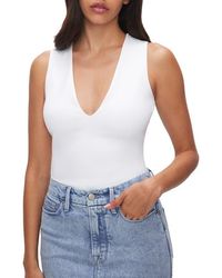 GOOD AMERICAN - Deep V-Neck Scuba Knit Thong Bodysuit - Lyst
