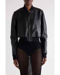 Givenchy - Cropped Leather Bomber Jacket - Lyst