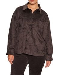Sanctuary - Ivy Faux Suede Long Sleeve Button-Up Shirt - Lyst
