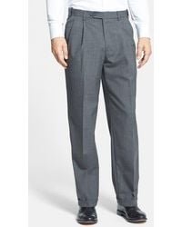 Berle - Self Sizer Waist Plain Weave Pleated Washable Trousers - Lyst