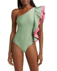 FARM Rio - Ruffle One-shoulder One-piece Swimsuit - Lyst