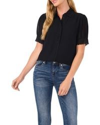 Cece - Scallop Trim Button-Up Shirt - Lyst