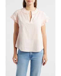 Wit & Wisdom - Embroidered Split Neck Top - Lyst