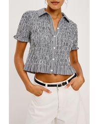 Rails - Alton Shirred Button-Up Crop Peplum Top - Lyst