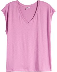 Nordstrom - Sleeveless V-neck Cotton T-shirt - Lyst