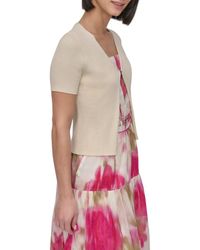 DKNY - Hook & Eye Short Sleeve Rib Cardigan - Lyst