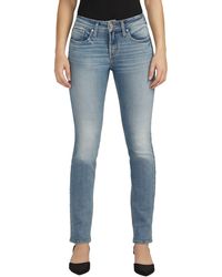 Silver Jeans Co. - Suki Curvy Mid Rise Slim Straight Leg Jeans - Lyst