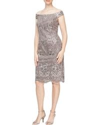 Alex Evenings - Sequin Floral Embroidered Off The Shoulder Cocktail Dress - Lyst