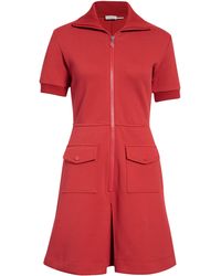 Moncler - Zip Front Cotton Blend Piqué Dress - Lyst