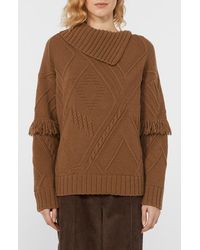 Weekend by Maxmara - Mastro Fringe & Cable Detail Virgin Wool Sweater - Lyst